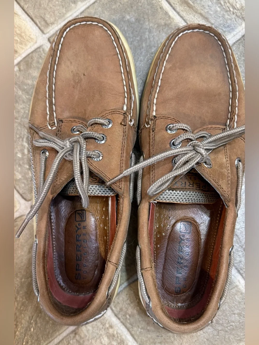 Sperry Tan Leather Boat Shoes Sz 8W